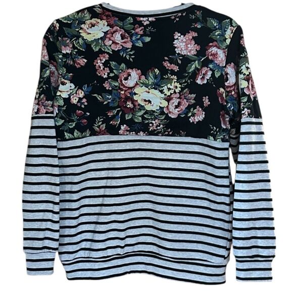 Ampersand Womens Accent Pullover Crew Neck Sweatshirt - Midnight Floral. Size S - Picture 3 of 8